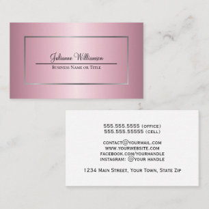 Carte De Visite Cadre simple en argent rose Ombre féminine