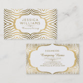 Carte De Visite Cadre Tourbillonnant or et blanc moderne (Devant / Derrière)