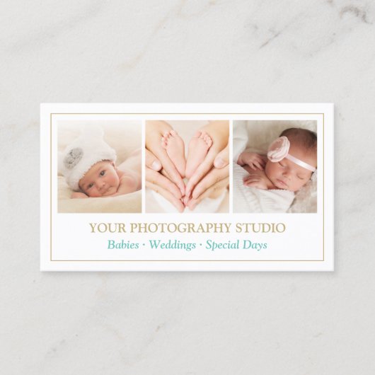 Carte De Visite Cadres couleur or classique Photo Collage Showcase (Devant)