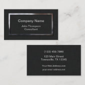 Carte De Visite Cadres d'argent noir moderne professionnel (Devant / Derrière)