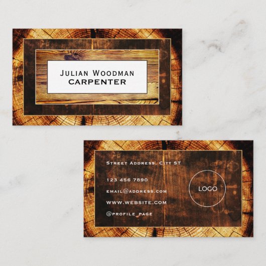 Carte De Visite Cadres de texture en bois (Devant / Derrière)
