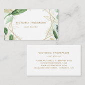 Carte De Visite Cadres géométriques or avec aquarelle verte (Devant / Derrière)
