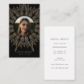 Carte De Visite Cadres noir & or d'éclatement solaire art déco ver (Devant / Derrière)