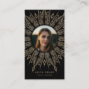 Carte De Visite Cadres noir & or d'éclatement solaire art déco ver