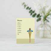 Carte De Visite CADUCÉE, améthyste or vibrant (Debout devant)