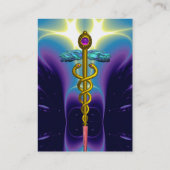 Carte De Visite CADUCÉE, bleu sarcelle vibrant or améthyste (Dos)