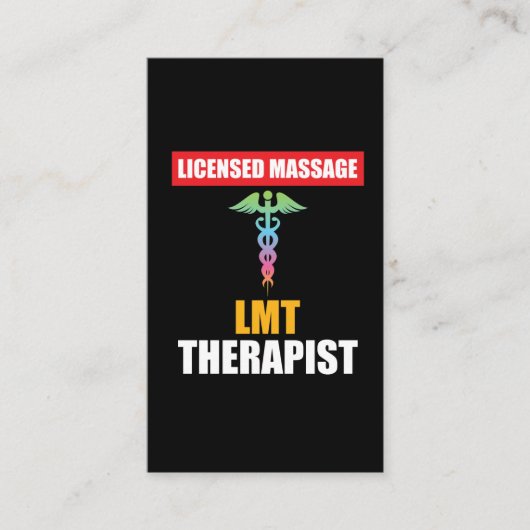 Carte De Visite Caducée de thérapeute de massage autorisé par LMT (Devant)