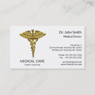Carte De Visite Caducée en or Médicale professionnel