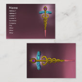 Carte De Visite CADUCEUS AMÉTHYST, violet rose or vif (Devant / Derrière)