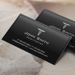 Carte De Visite Caduceus Dark Border Vétérinaire Médicale