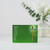 Carte De Visite CADUCEUS, EMERALD VERT or dynamique améthyste rose (Debout devant)