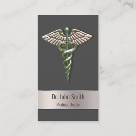 Carte De Visite Caduceus Médicale Chrome Holographique 3D (Devant)