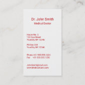 Carte De Visite Caduceus Médicale Silver Croix Rouge 3D (Dos)