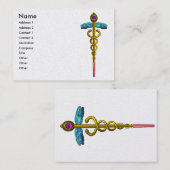 Carte De Visite CADUCEUS, papier perlé vibrant, or améthyste (Devant / Derrière)