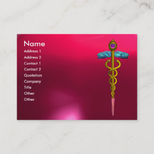 Carte De Visite CADUCEUS RUBY éclatant or rose violet, fuchsia