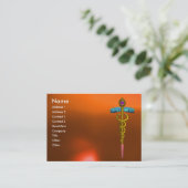 Carte De Visite CADUCUS AGATE, vif doré rose jaune orange (Debout devant)