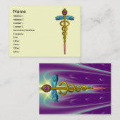 Carte De Visite CADUCUS, améthyste aurifère dynamique (Devant / Derrière)