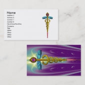 Carte De Visite CADUCUS, améthyste aurifère dynamique (Devant / Derrière)