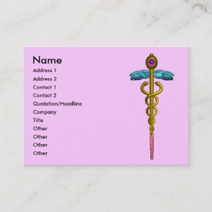 Carte De Visite CADUCUS, améthyste aurifère dynamique