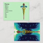 Carte De Visite CADUCUS, améthyste aurifère dynamique (Devant / Derrière)