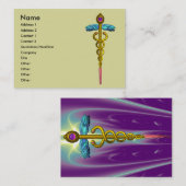 Carte De Visite CADUCUS, améthyste aurifère dynamique (Devant / Derrière)