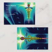 Carte De Visite CADUCUS, améthyste d'or bleu turquase, éclatant (Devant / Derrière)