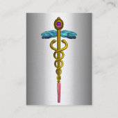 Carte De Visite CADUCUS, vibrant, améthyste, or, papier perlé (Dos)