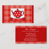 Carte De Visite Café à thé Red Polka Dot (Devant / Derrière)