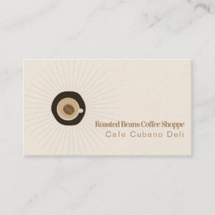 Carte De Visite Café Bean Cup Shop Barista Logo Cup Beige