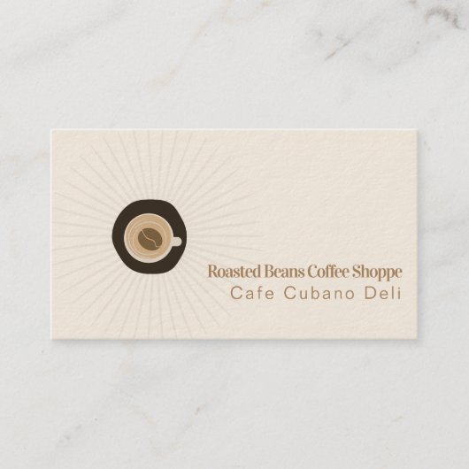 Carte De Visite Café Bean Cup Shop Barista Logo Cup Beige (Devant)