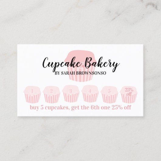 Carte De Visite Café Boulangerie Cupcake Programme de Fidélité Pun (Devant)