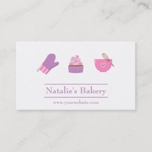 Carte De Visite Café Boulangerie Élégante de Cupcakes Modernes Ros