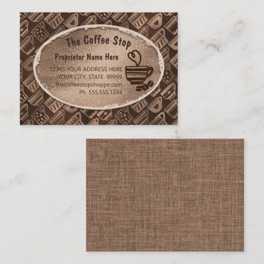 Carte De Visite Café Boutique Latte Mug Art Haricots Chocolat Brow (Devant / Derrière)
