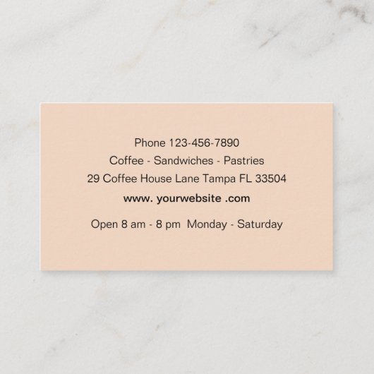 Carte De Visite Café branché (Dos)