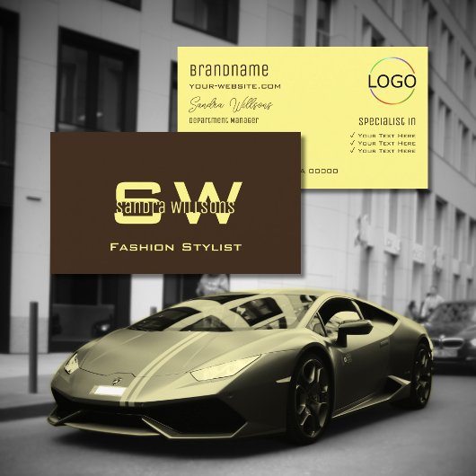 Carte De Visite Café Brown avec Monogramme et logo