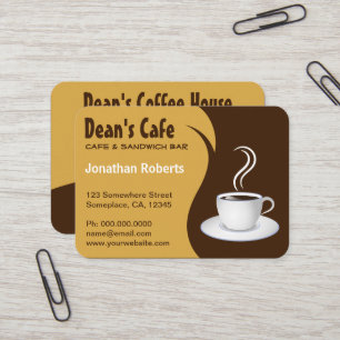 Carte De Visite Café Brown et beige élégant Café Café Grand