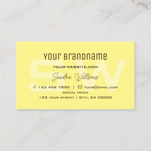 Carte De Visite Café Brown et crème simple avec Monogramme (Dos)