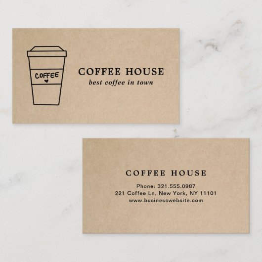 Carte De Visite Café Brown moderne simple (Devant / Derrière)