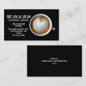 Carte De Visite Café Cappuccino Latte | Simple Black Café (Devant / Derrière)