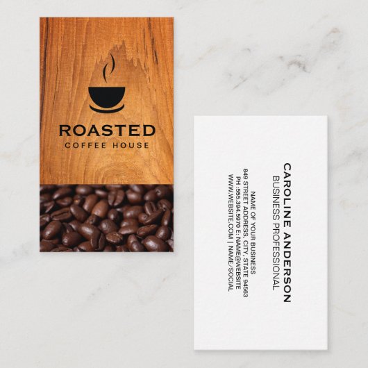 Carte De Visite Café | Coupe de Java | Haricots à café (Devant / Derrière)