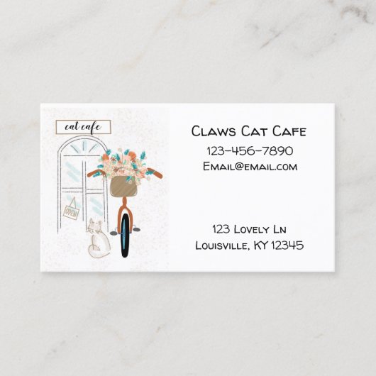 Carte De Visite Café Cute Cat Café (Devant)