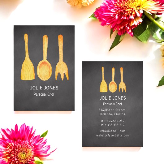 Carte De Visite Café des traiteurs du chef jaune noir