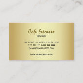 Carte De Visite Café Élégant Or (Dos)