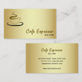 Carte De Visite Café Élégant Or (Devant / Derrière)