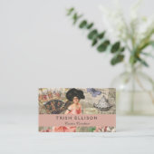 Carte De Visite Café Lady Victorian Femme Rose Classy (Debout devant)