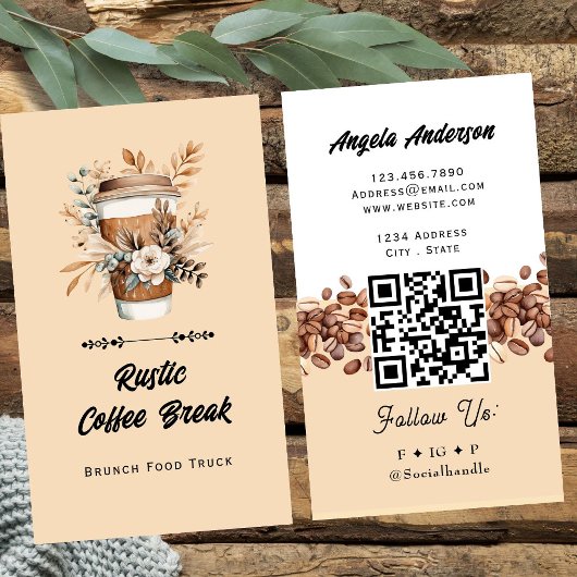 Carte De Visite Café Latte Code QR tendance et site Web