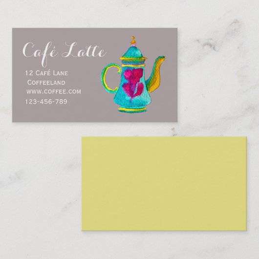 Carte De Visite Café moderne théière théière (Devant / Derrière)