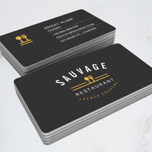 Carte De Visite Café orange de restaurant de restauration de logo