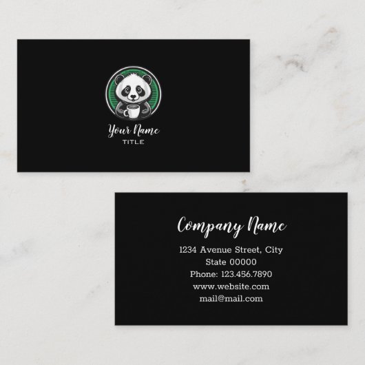Carte de visite café ours panda (Devant / Derrière)