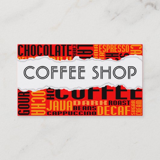 Carte De Visite café papier déchiré (Devant)